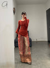 INTO THE EAST 24 Autumn and Winter Wool Blend Asymmetric Knit Top ITE-E1YGAW012RE20TP-HONG Red